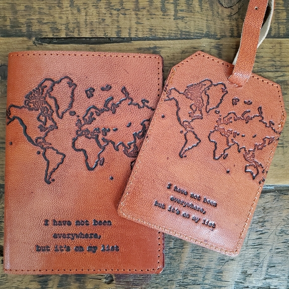 EARTHBOUND Handbags - Leather Passport Cover & Luggage Tag Travel Bundle